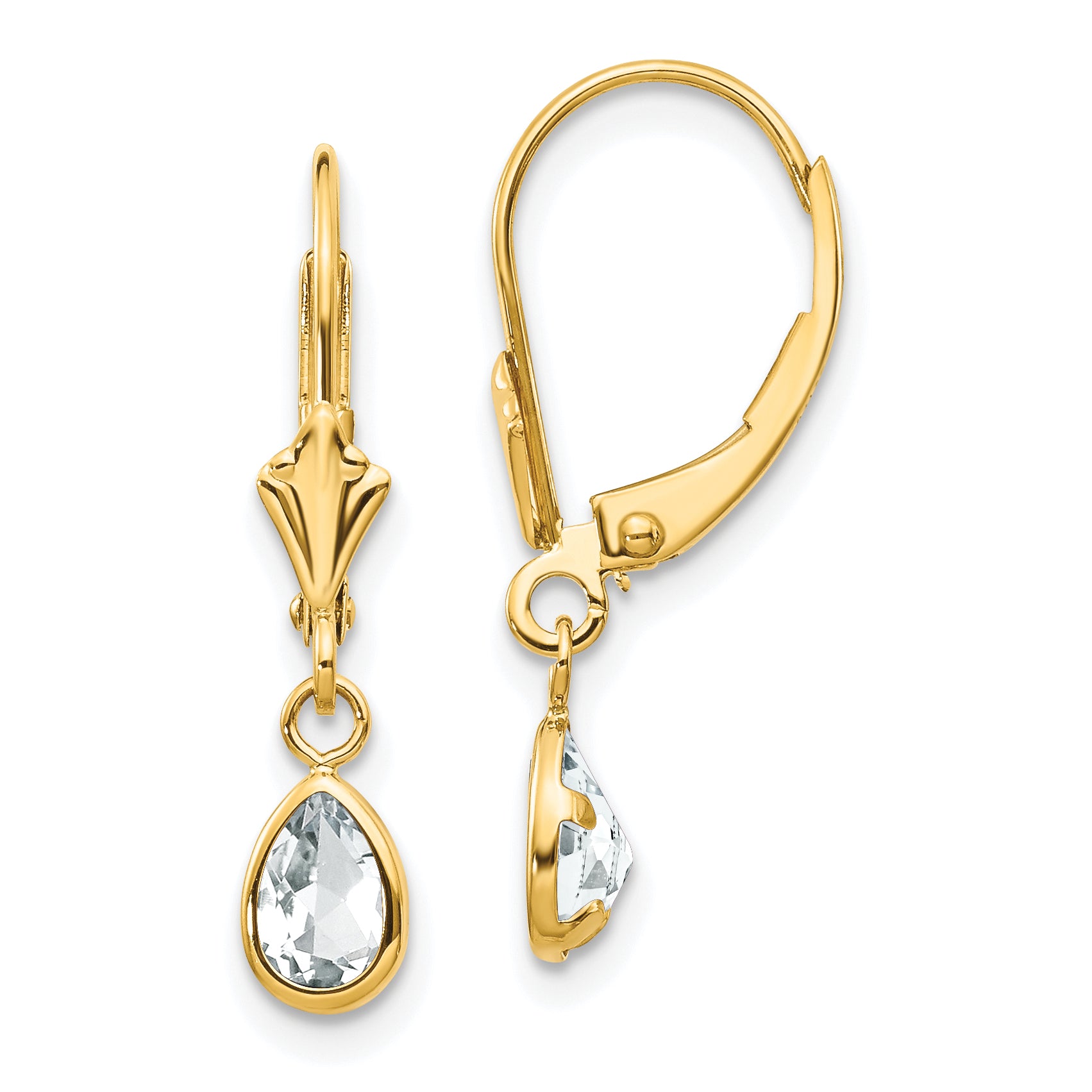 14k 6x4mm April White Topaz Earrings Main image