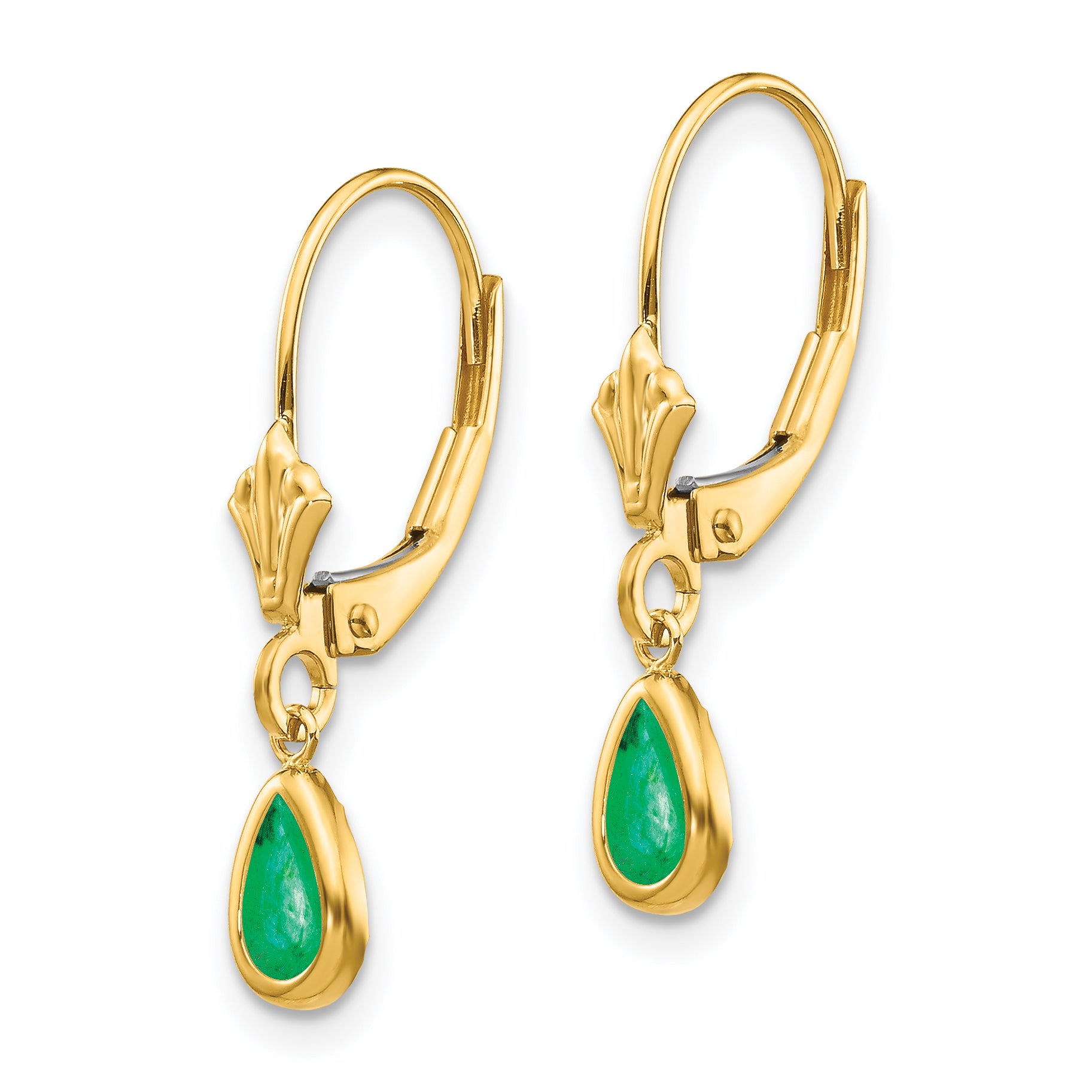 14k 6x4mm Emerald/May Earrings Secondary image