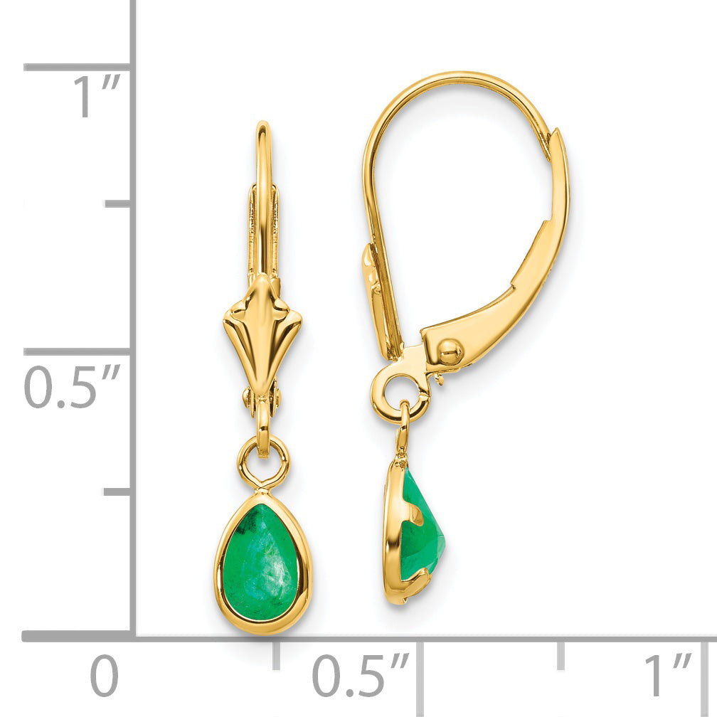 14k 6x4mm Emerald/May Earrings