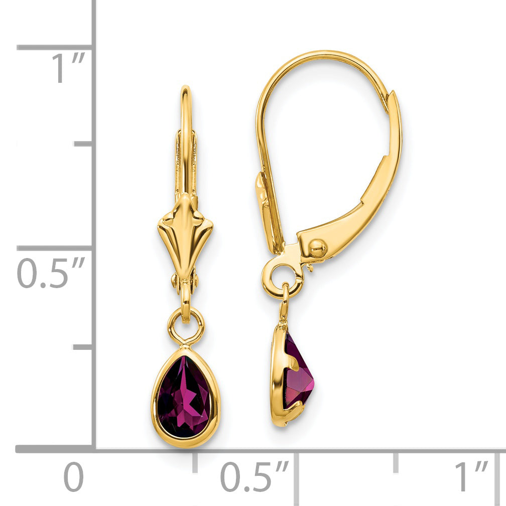 14k 6x4mm Rhodolite Garnet/June Earrings