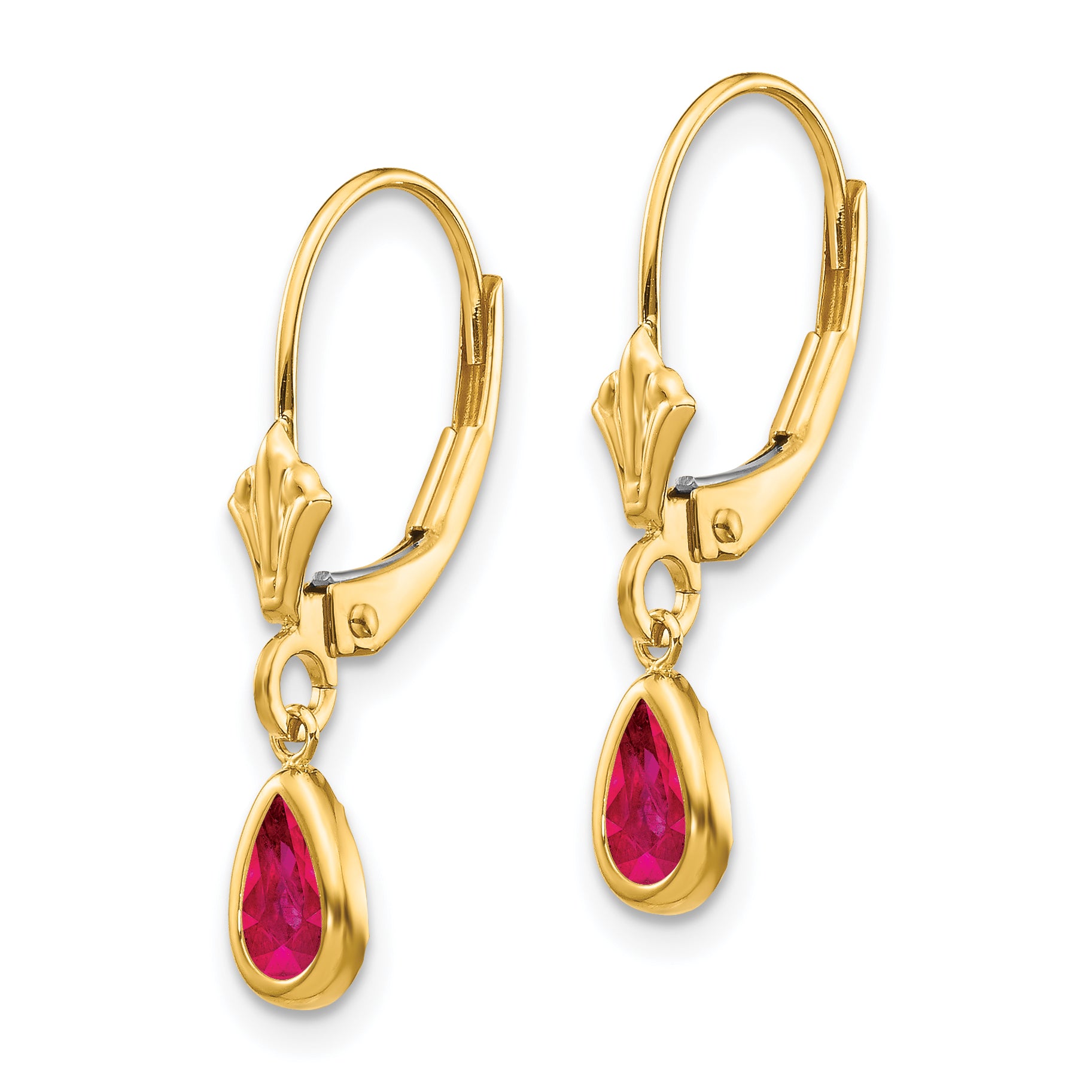 14k 6x4mm Ruby/July Leverback Earrings Secondary image
