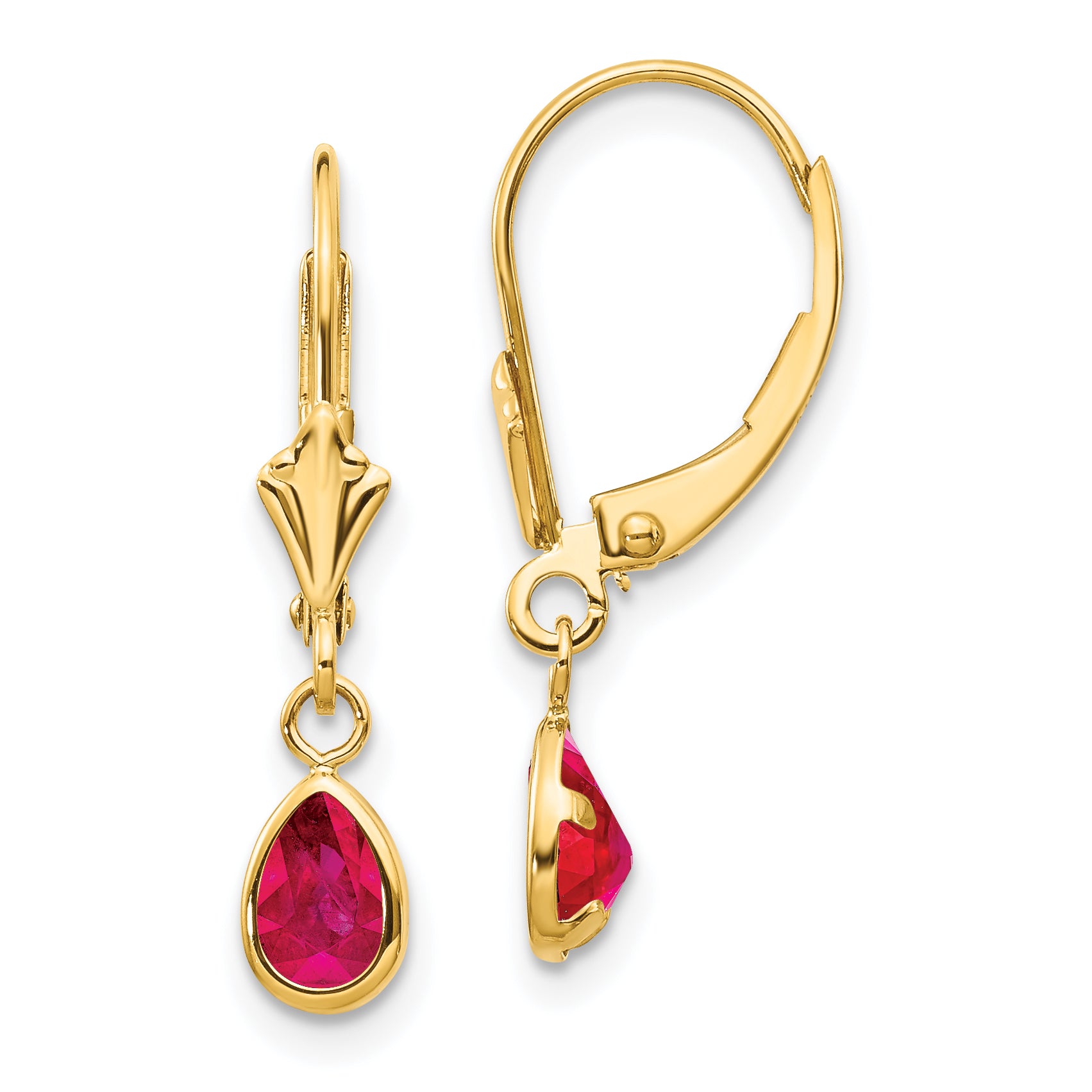 14k 6x4mm Ruby/July Leverback Earrings Main image
