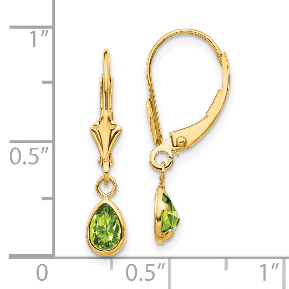 14k 6x4mm August/Peridot Earrings