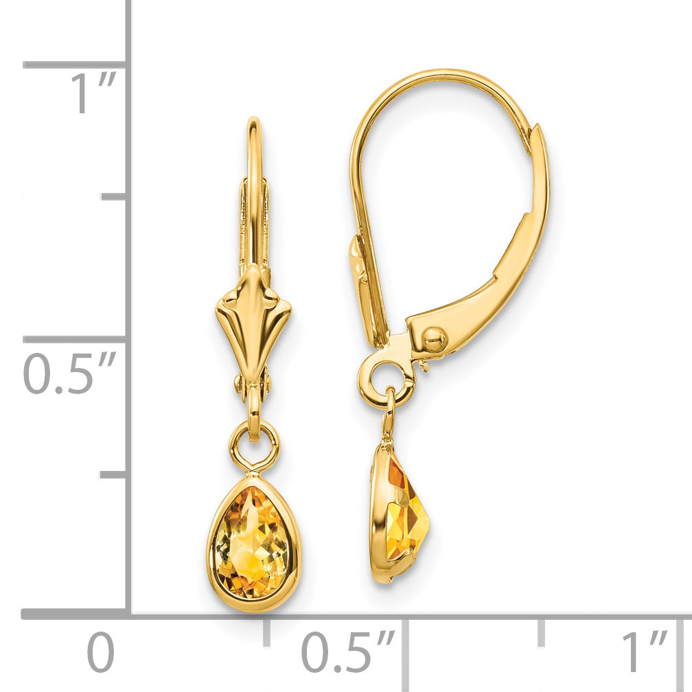 14k 6x4mm November/Citrine Earrings