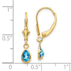 14k 6x4mm December/Blue Topaz Earrings