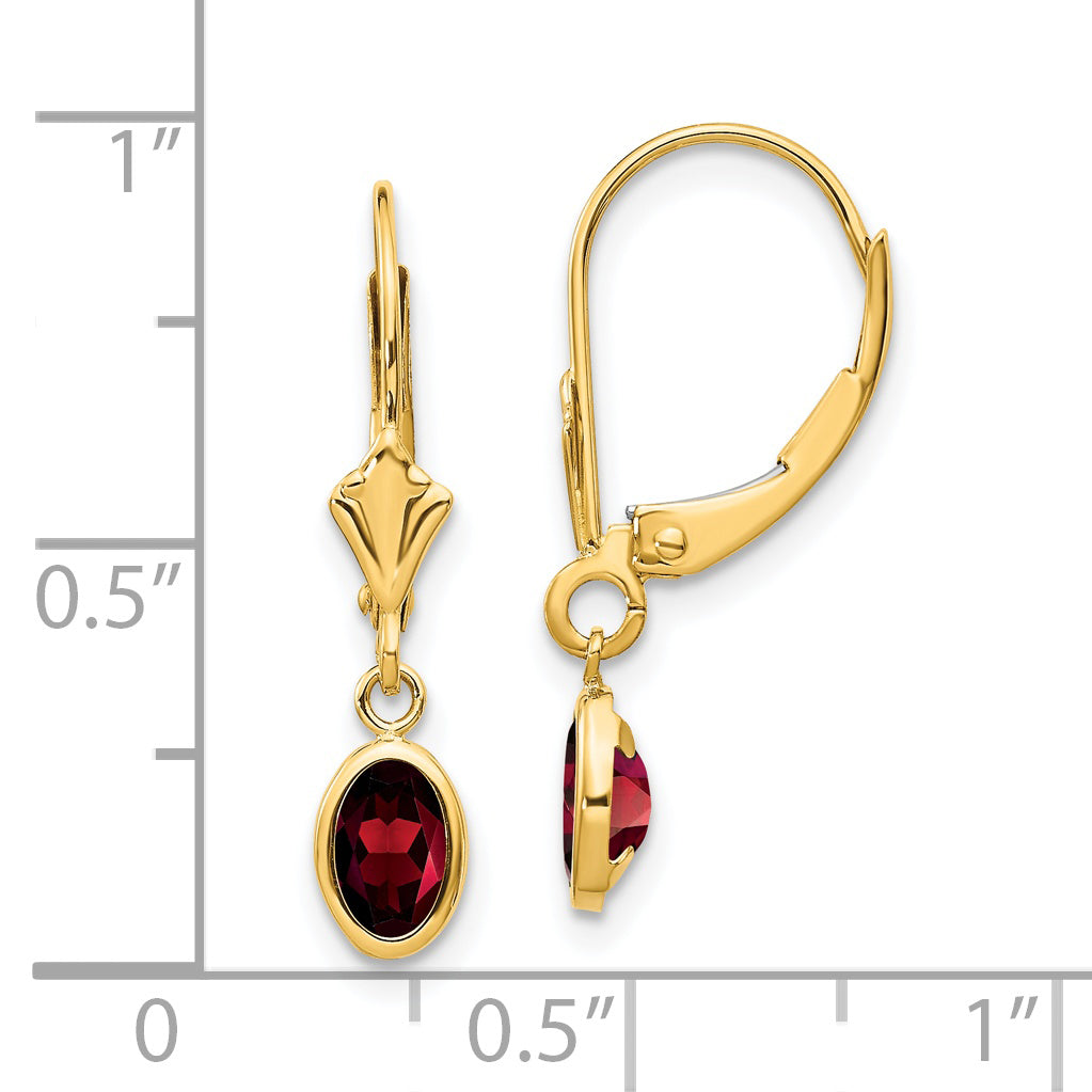 14k 6x4mm Garnet/January Earrings