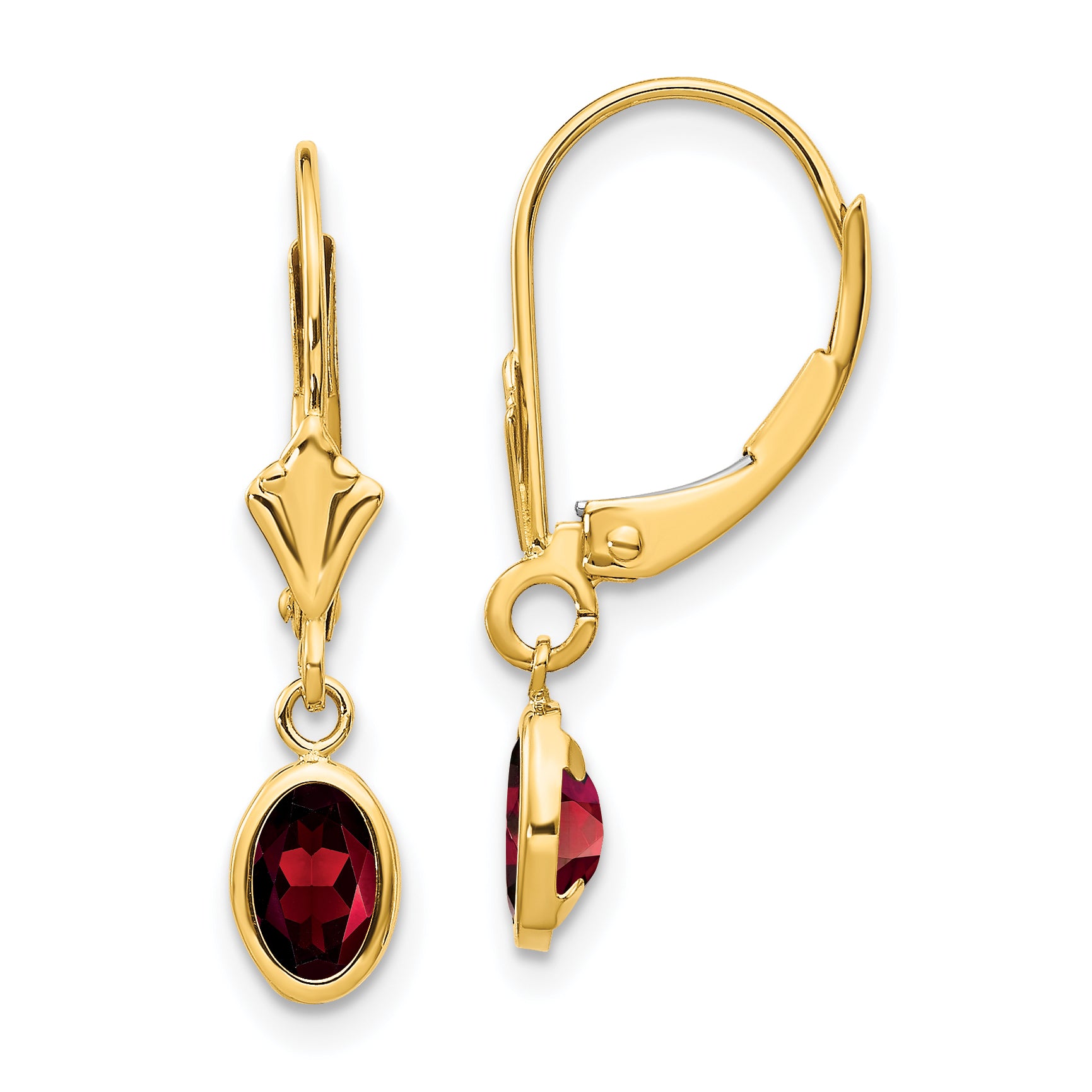 14k 6x4mm Garnet/January Earrings Main image