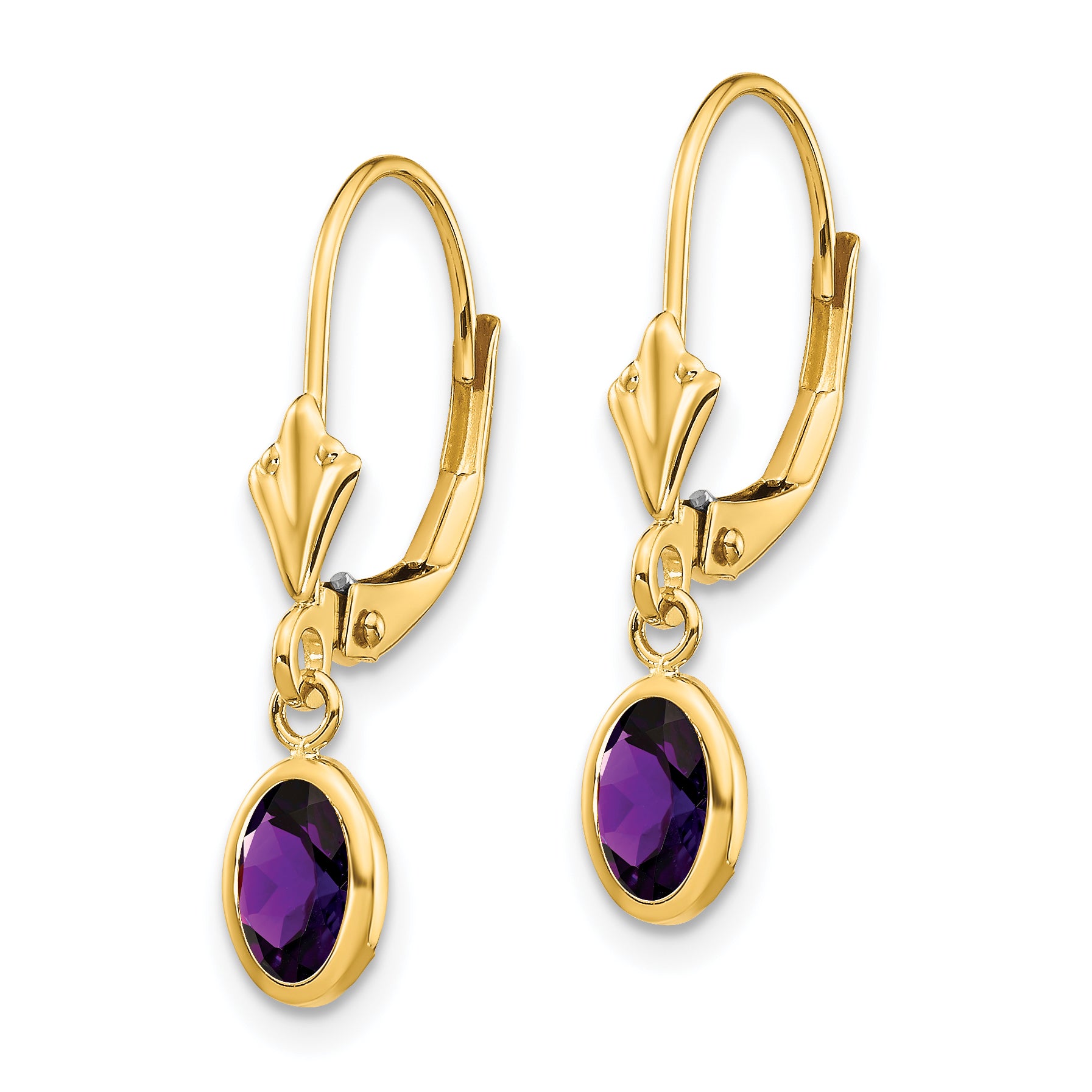 14k 6x4mm February/Amethyst Earrings Secondary image