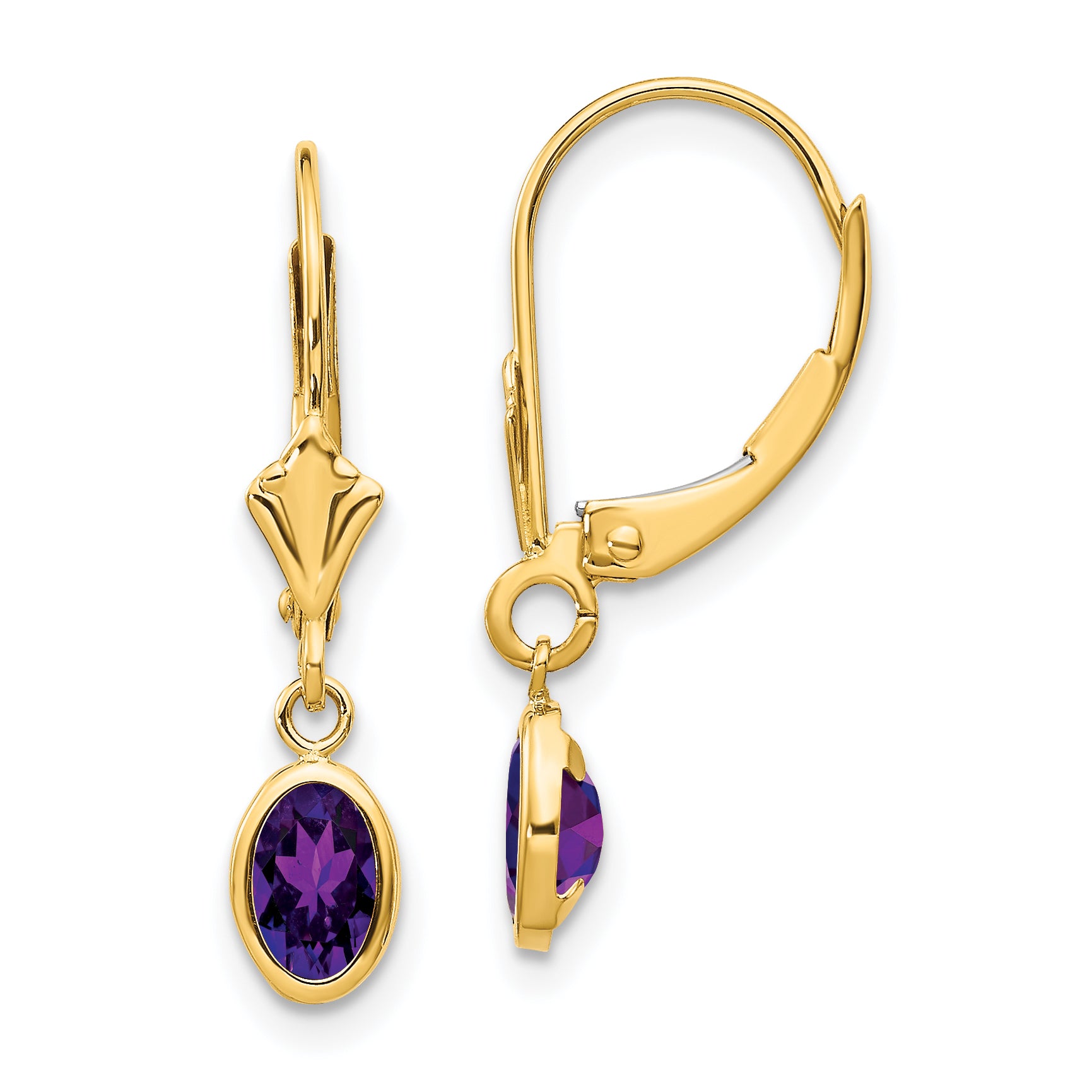 14k 6x4mm February/Amethyst Earrings Main image