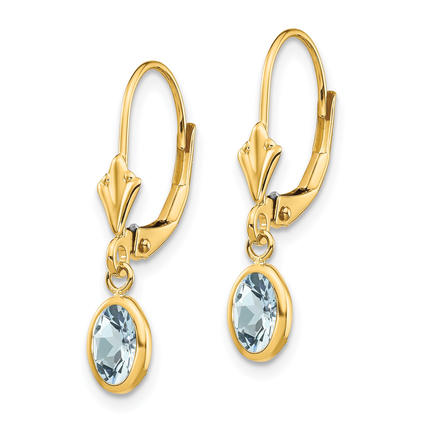 14k 6x4mm Aquamarine/March Earrings Secondary image