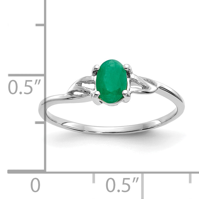 14k White Gold Emerald Birthstone Ring Secondary image