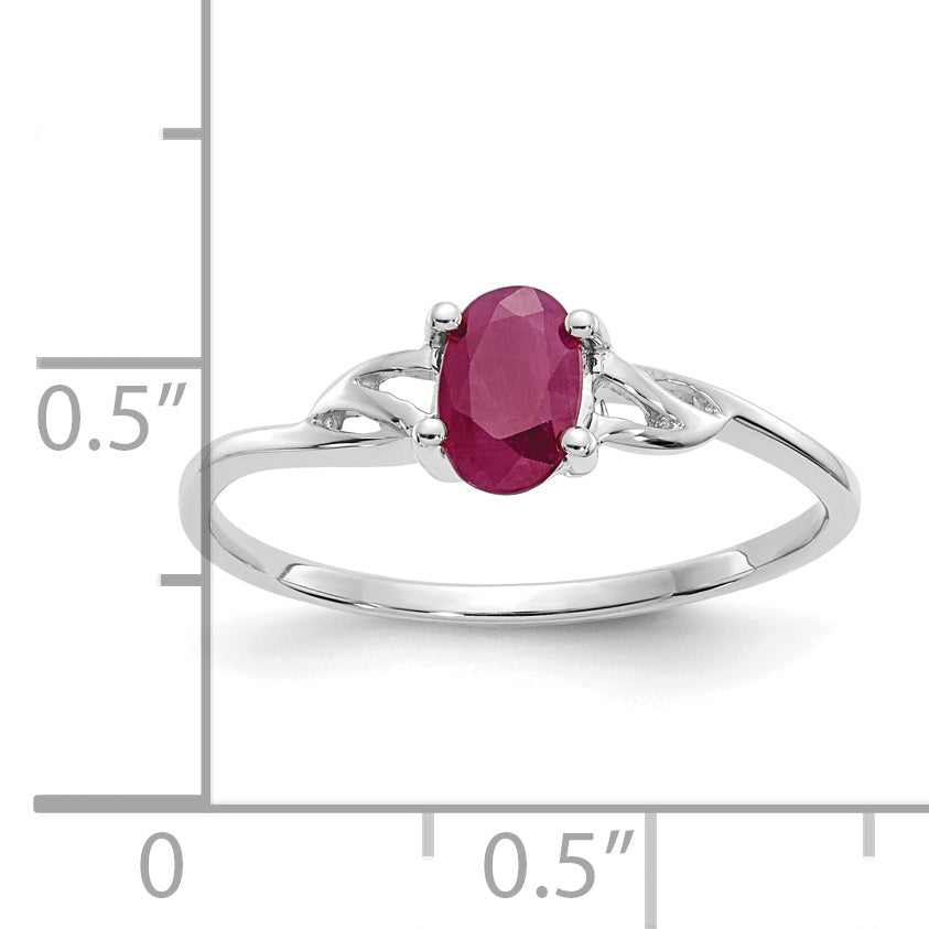 14k White Gold Ruby Birthstone Ring Secondary image