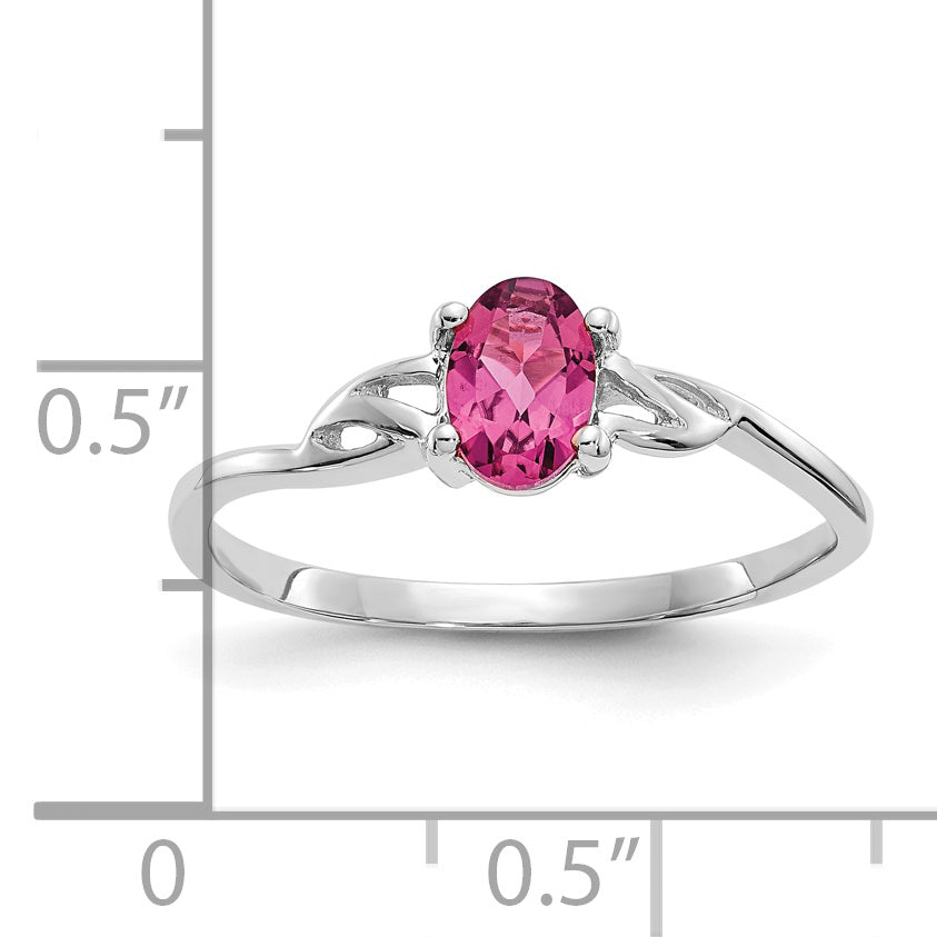 14k White Gold Pink Tourmaline Birthstone Ring Secondary image