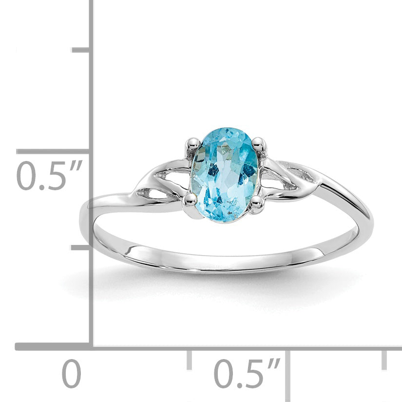 14k White Gold Blue Topaz Birthstone Ring Secondary image