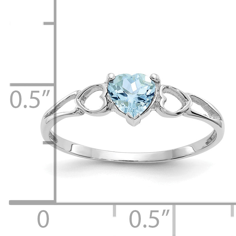 14k White Gold Aquamarine Birthstone Ring