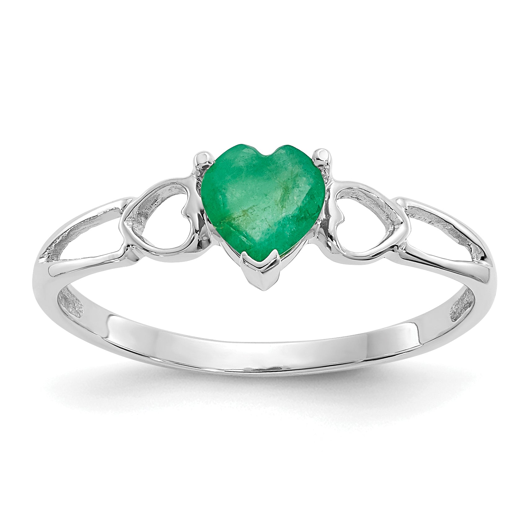 14k White Gold Emerald Birthstone Ring