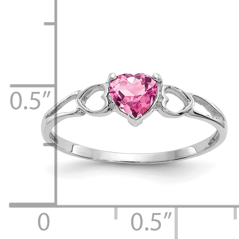14k White Gold Pink Tourmaline Birthstone Ring - 6