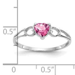 14k White Gold Pink Tourmaline Birthstone Ring - 6