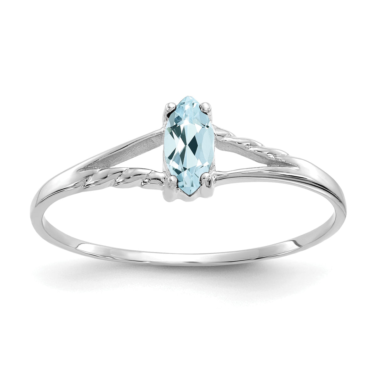 14k White Gold Aquamarine Birthstone Ring