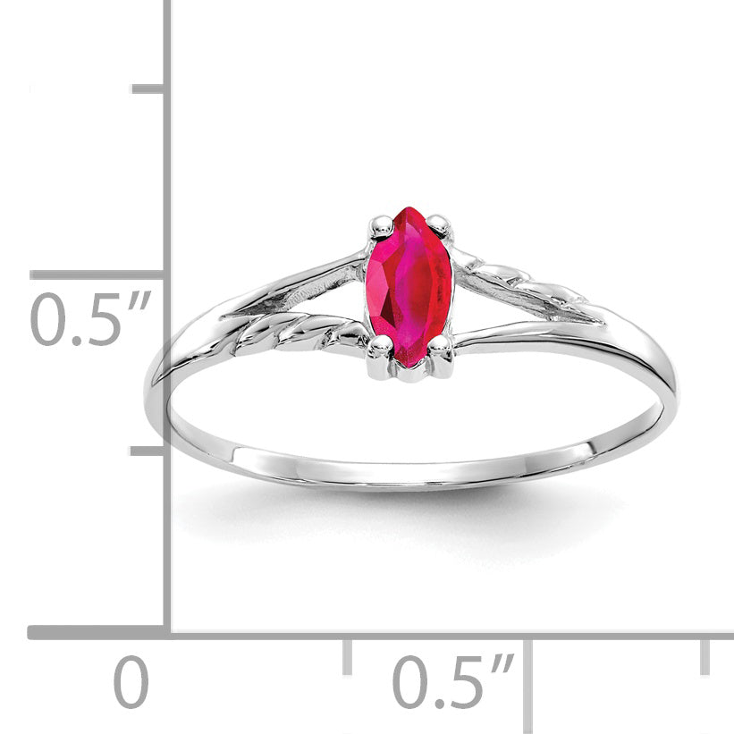 14k White Gold Ruby Birthstone Ring