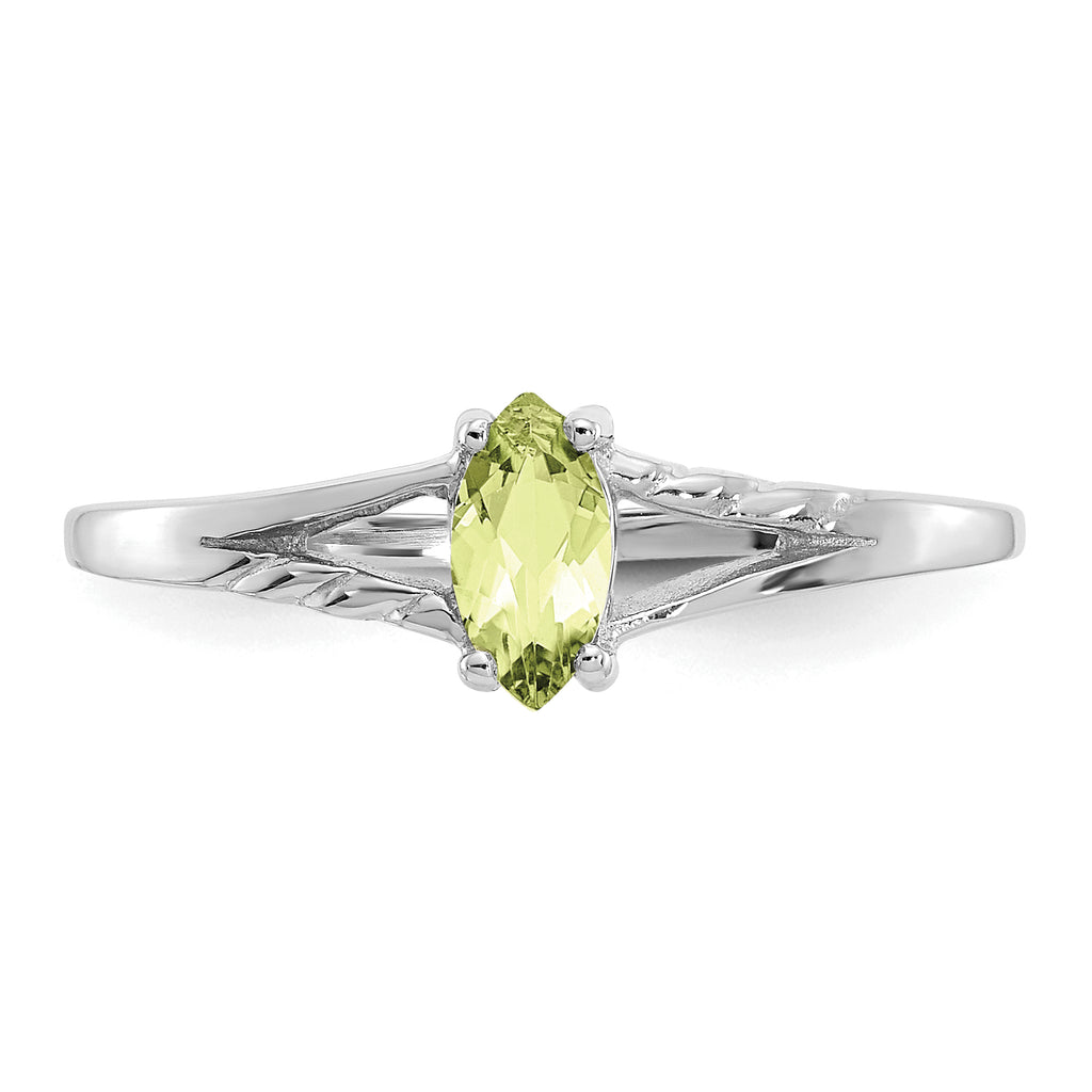 14k White Gold Peridot Birthstone Ring