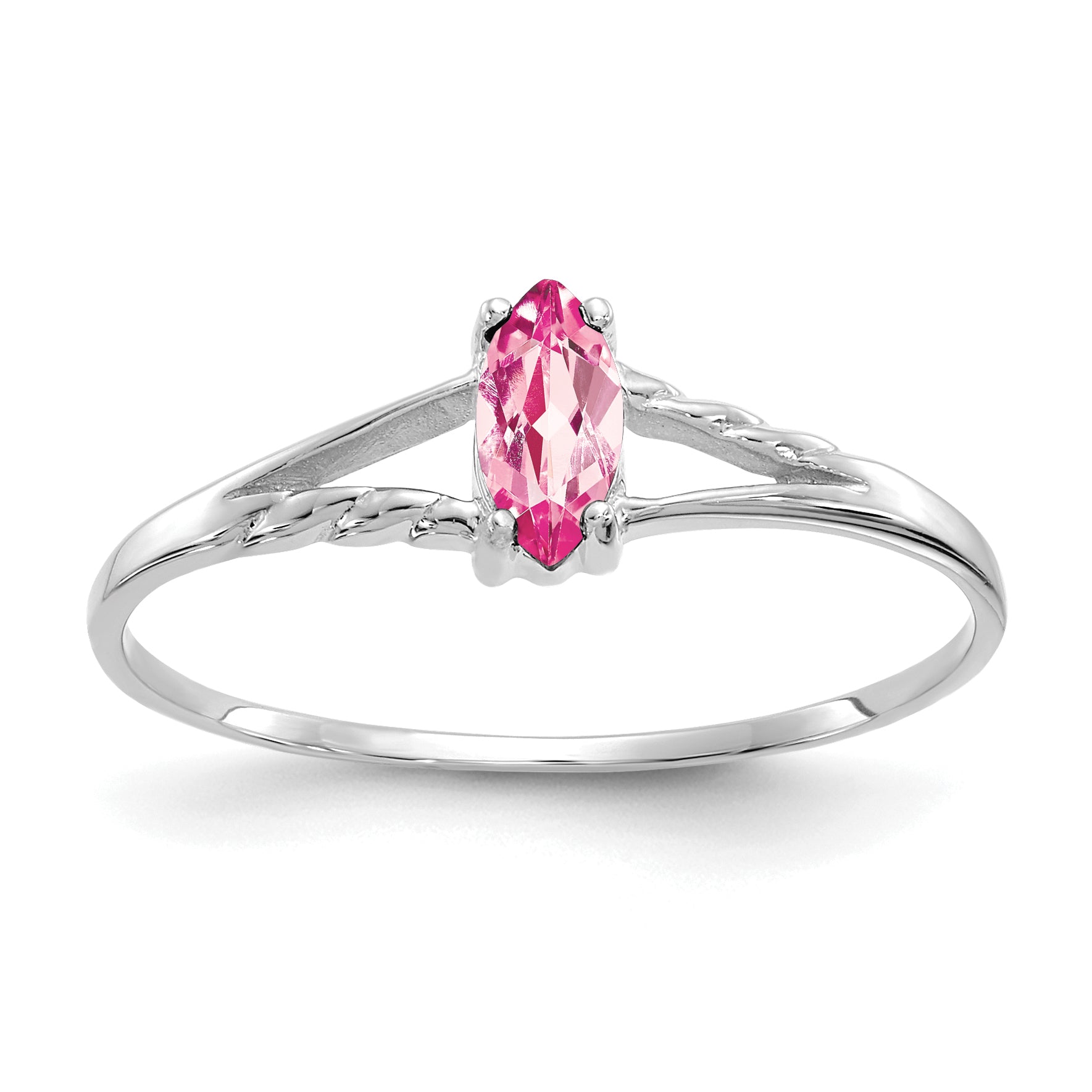 14k White Gold Pink Tourmaline Birthstone Ring