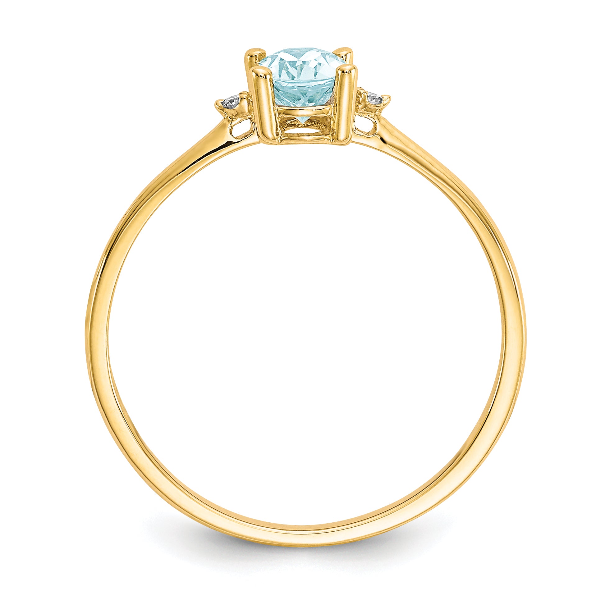 Aquamarine & Diamond Birthstone Ring in 14K Yellow Gold
