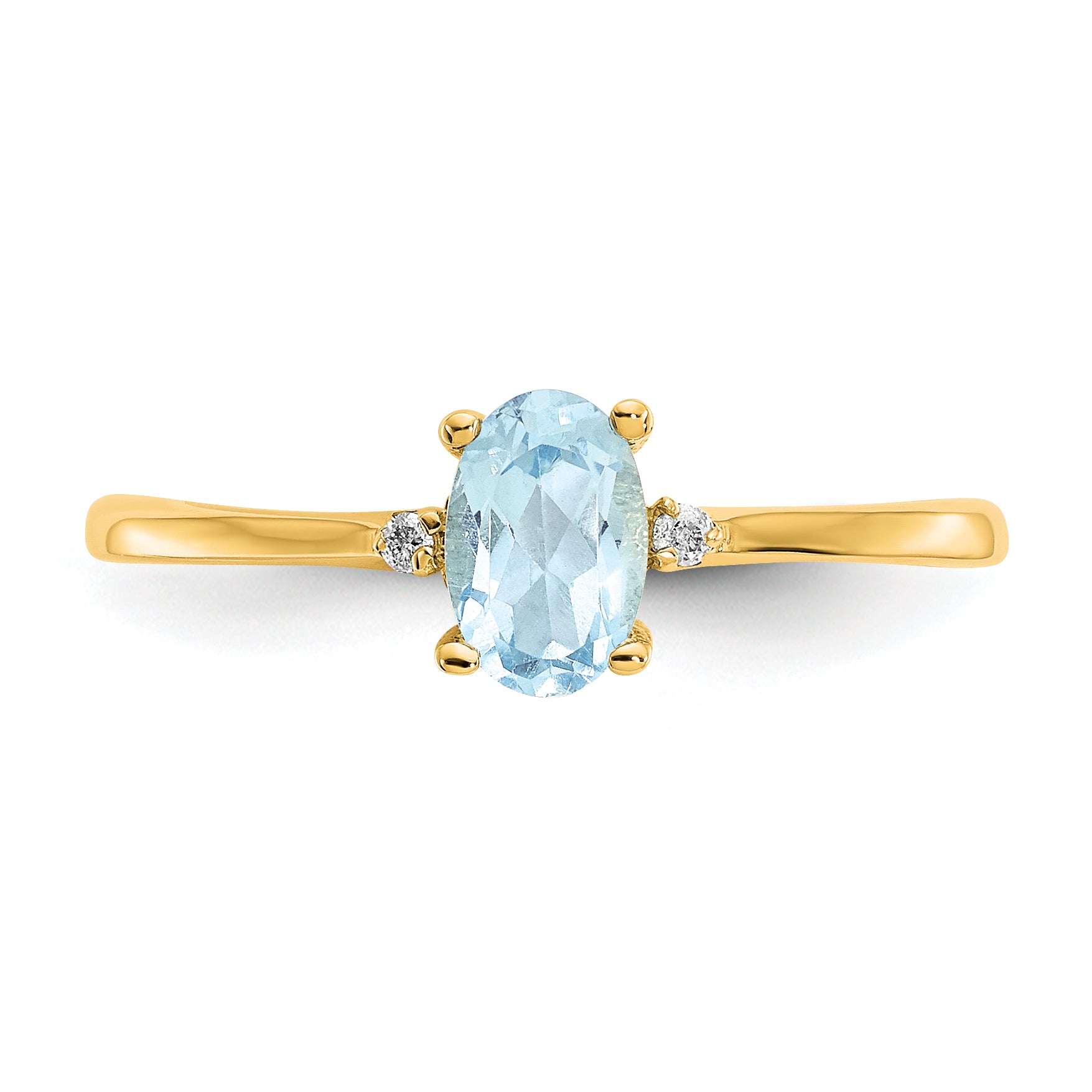 14k Diamond & Aquamarine Birthstone Ring