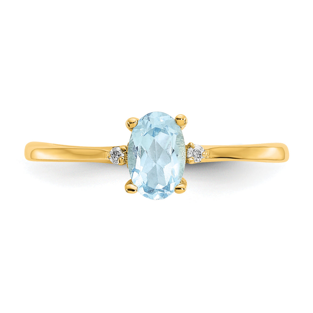 Aquamarine & Diamond Birthstone Ring in 14K Yellow Gold