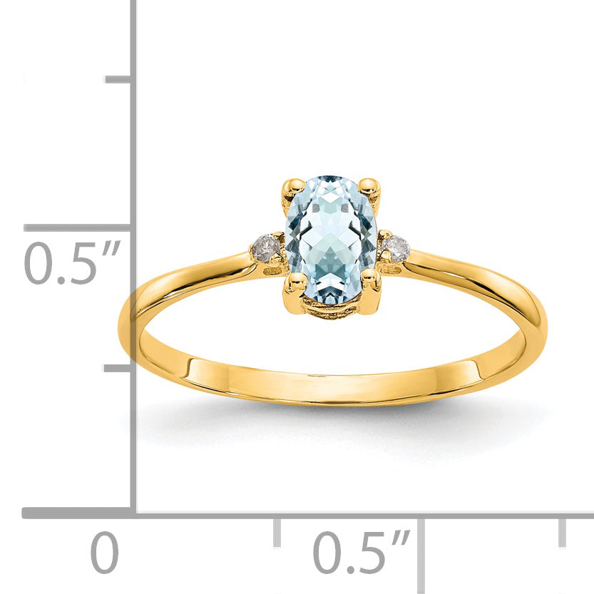 14k Diamond & Aquamarine Birthstone Ring