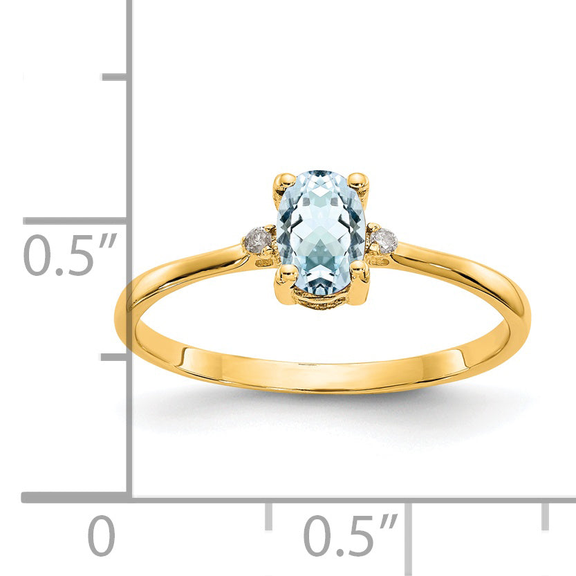 Aquamarine & Diamond Birthstone Ring in 14K Yellow Gold