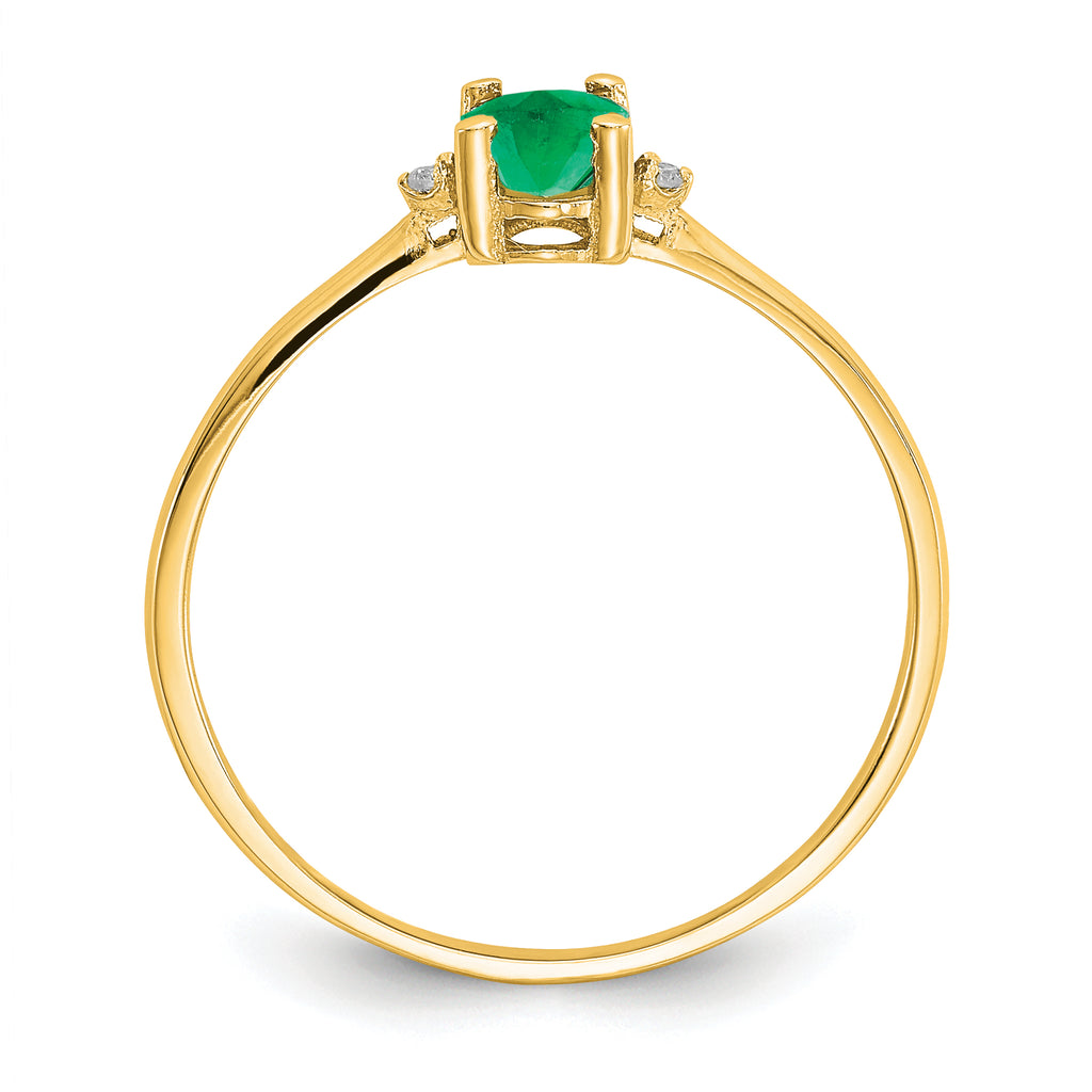 Oval Emerald & Diamond Birthstone Ring in 14K Yellow Gold