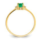 Oval Emerald & Diamond Birthstone Ring in 14K Yellow Gold