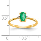 Oval Emerald & Diamond Birthstone Ring in 14K Yellow Gold
