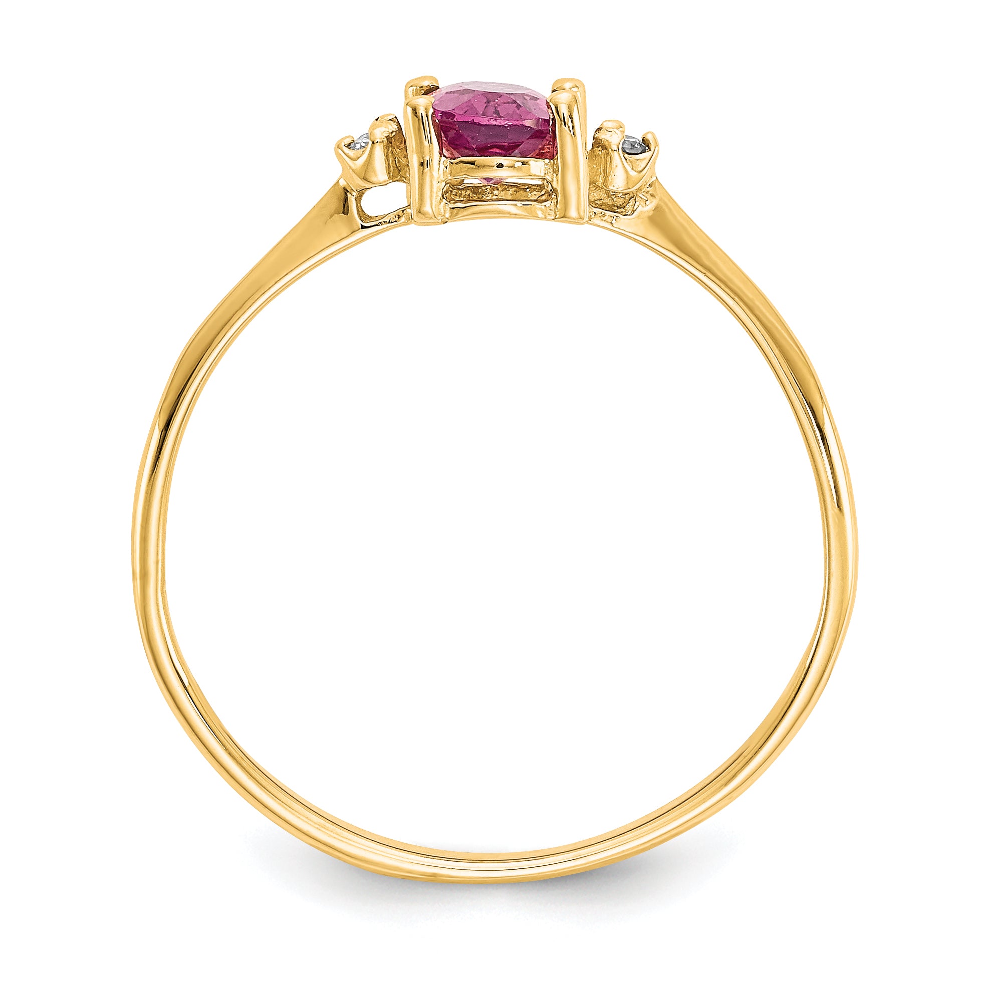 14k Diamond & Pink Tourmaline Birthstone Ring Secondary image