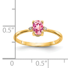 14k Diamond & Pink Tourmaline Birthstone Ring