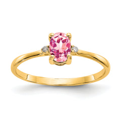 14k Diamond & Pink Tourmaline Birthstone Ring