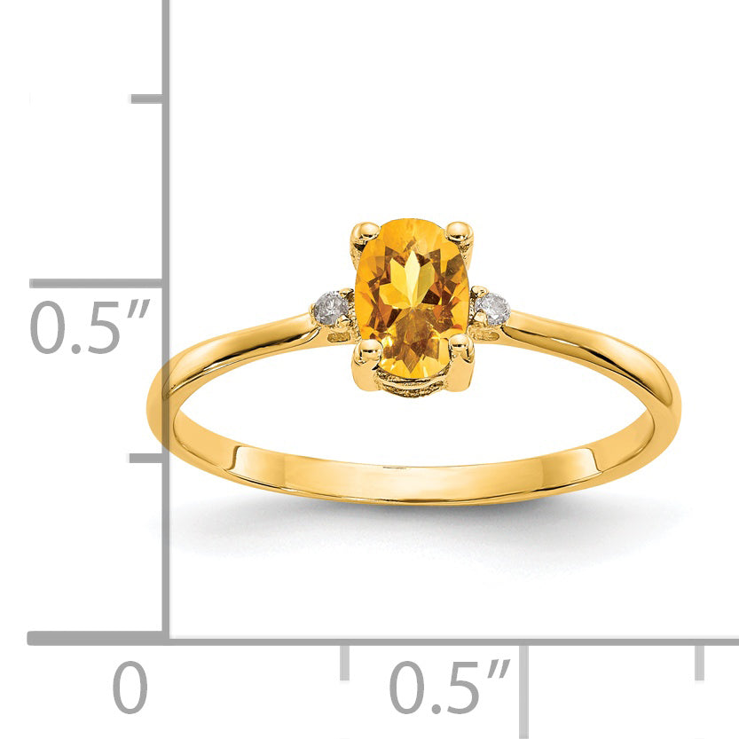 14k Diamond & Citrine Birthstone Ring
