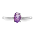 14k White Gold Diamond & Amethyst Birthstone Ring