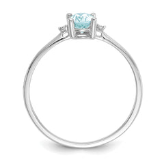 14k White Gold Diamond & Aquamarine Birthstone Ring