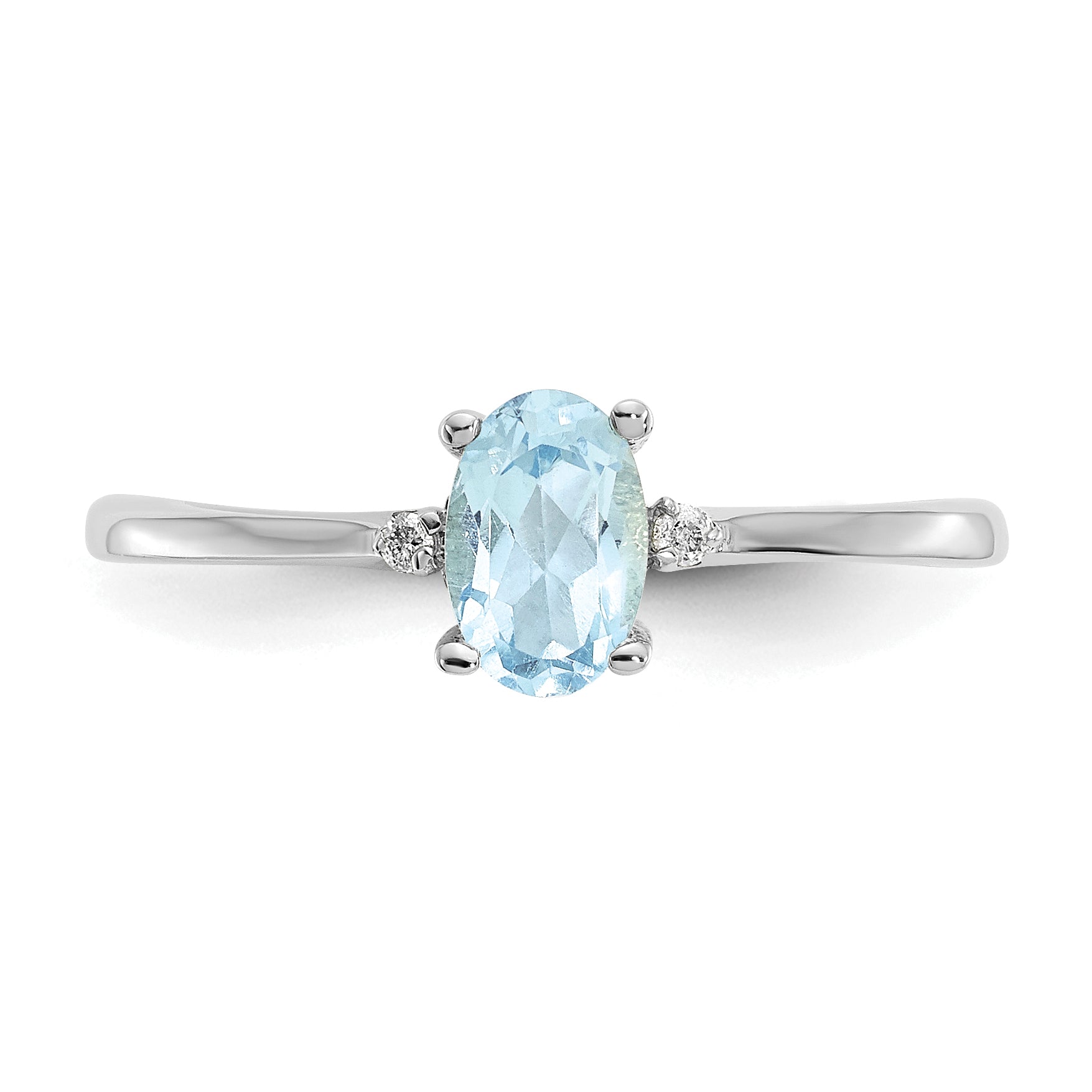 14k White Gold Diamond & Aquamarine Birthstone Ring