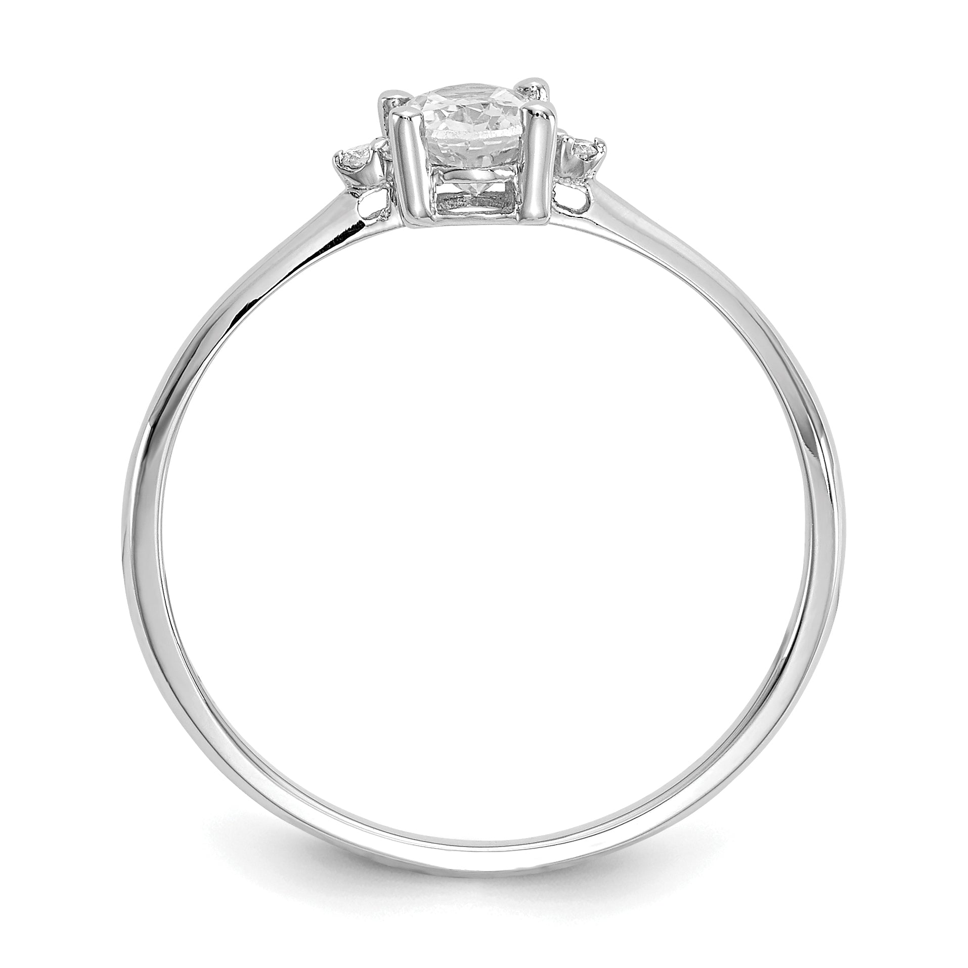 14k White Gold Diamond & White Topaz Birthstone Ring