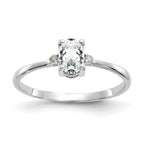 14k White Gold Diamond & White Topaz Birthstone Ring