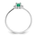 Oval Emerald & Diamond Birthstone Ring in 14K White Gold