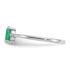 Oval Emerald & Diamond Birthstone Ring in 14K White Gold