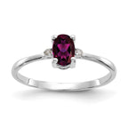 14k White Gold Diamond & Rhodolite Garnet Birthstone Ring