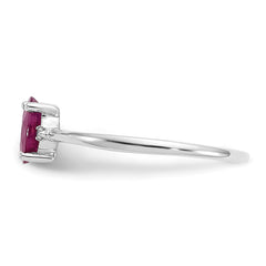 14k White Gold Diamond & Ruby Birthstone Ring