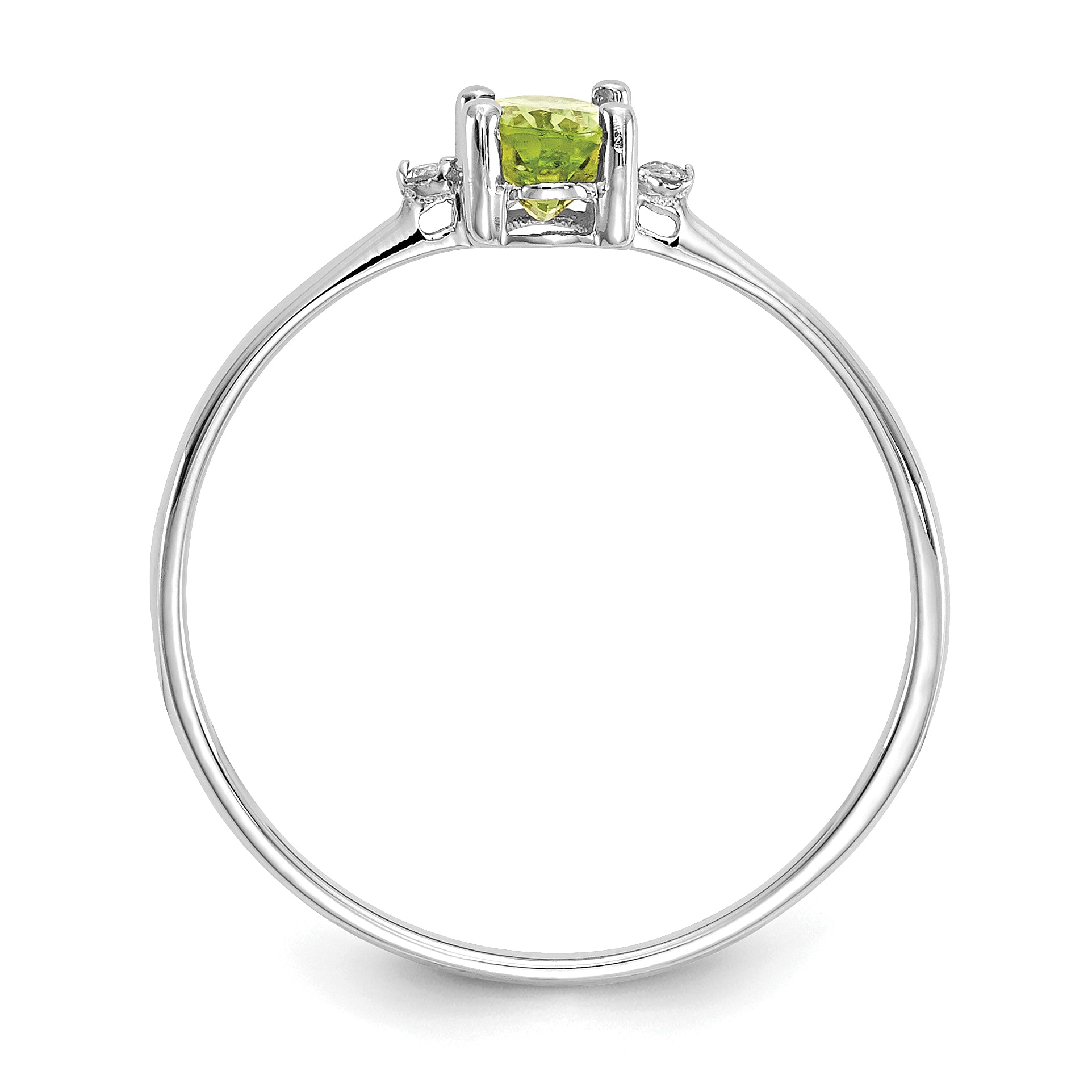 14k White Gold Diamond & Peridot Birthstone Ring Secondary image