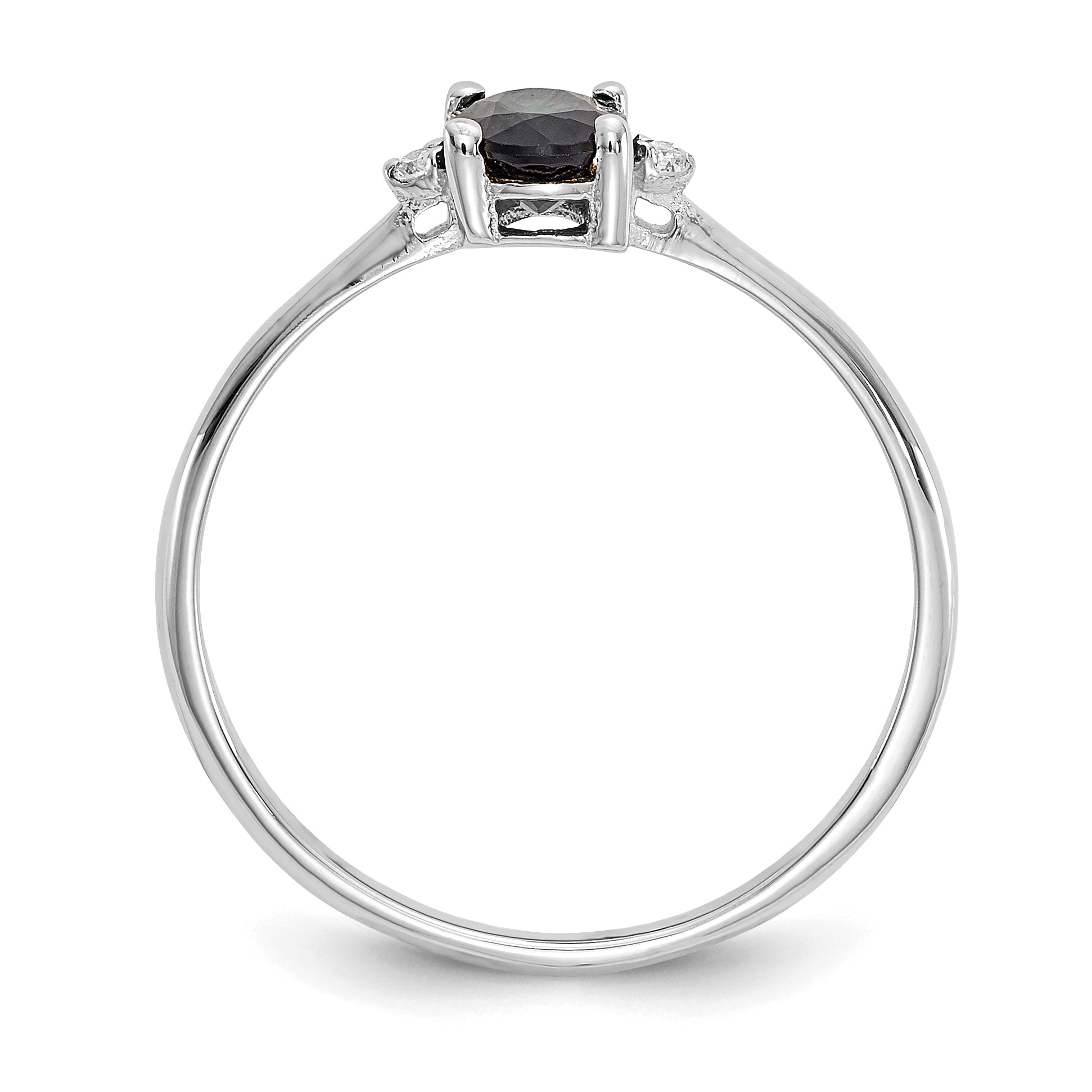 14k White Gold Diamond & Sapphire Birthstone Ring - 6