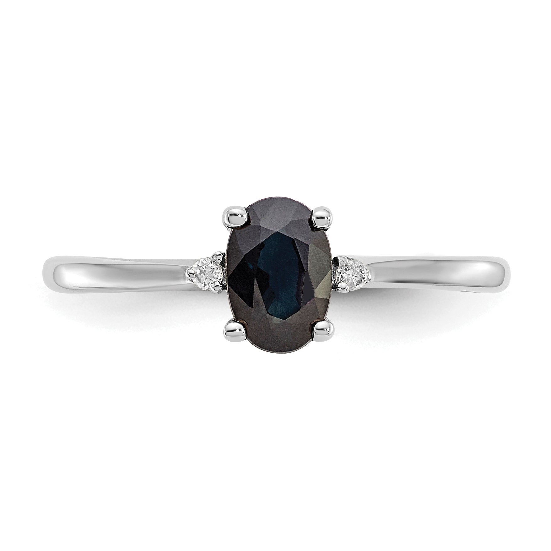 14k White Gold Diamond & Sapphire Birthstone Ring - 6